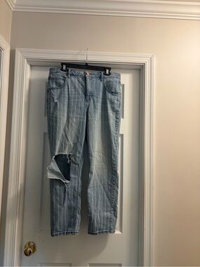 LC Lauren Conrad Light Blue Striped Straight Jeans